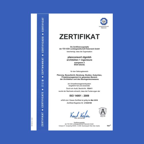 iso-zertifikate für planconsort - planconsort ztgmbh architekten + ingenieure
